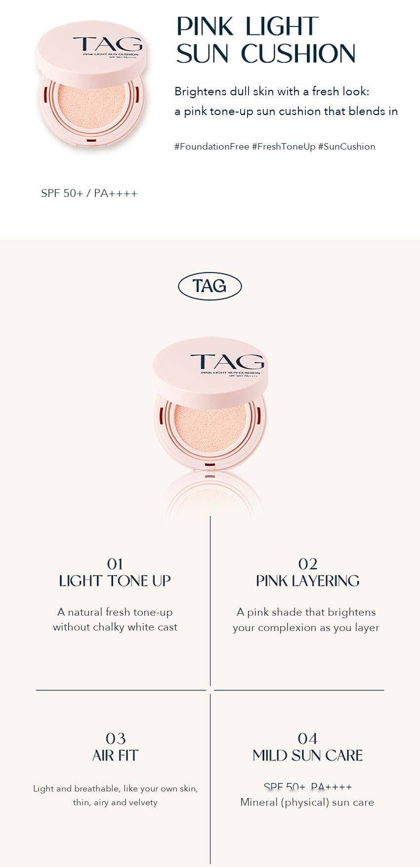 TAG Pink Light Sun Cushion detail 2