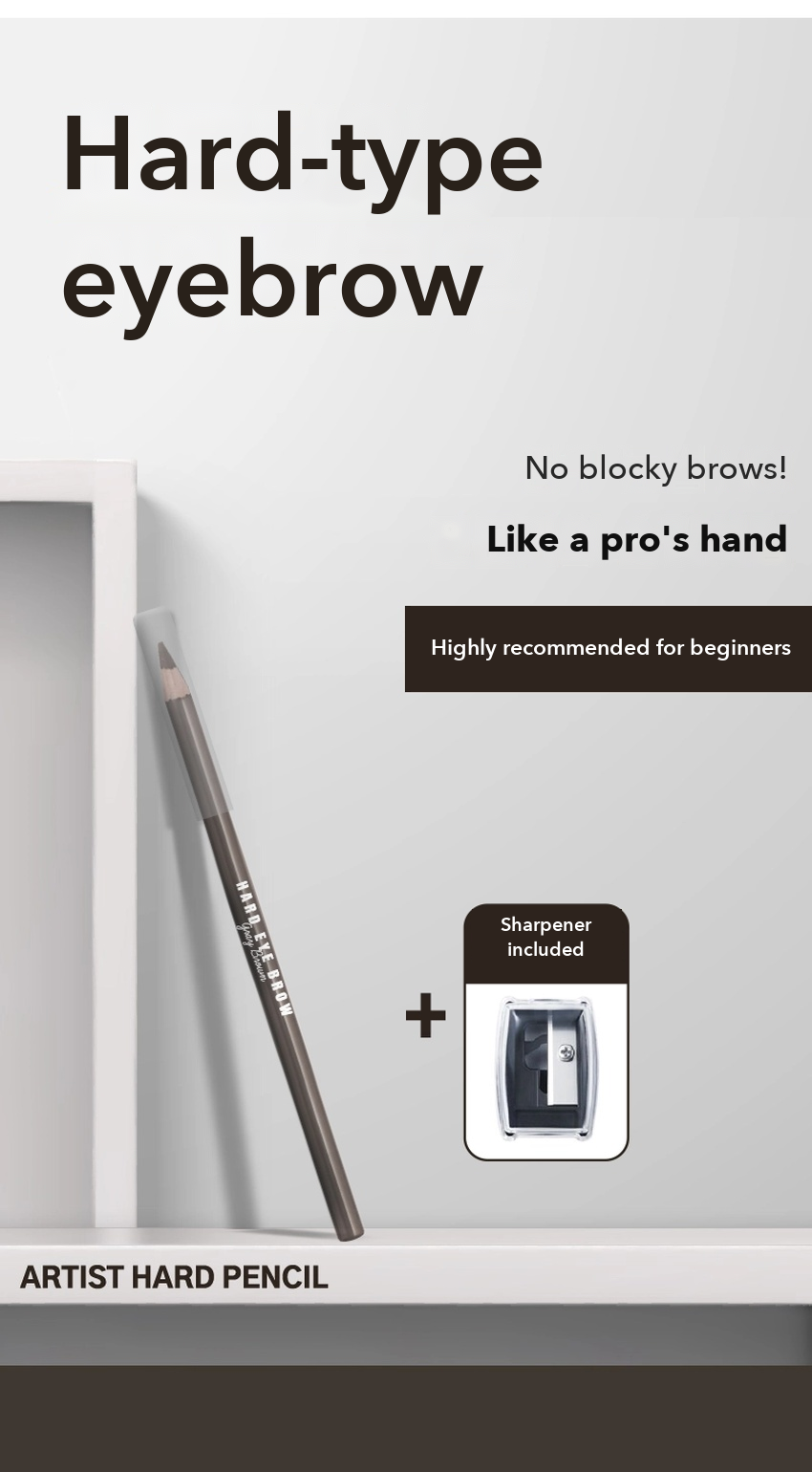 DAISO Hard Wood Brow Pencil Gray Brown detail 02