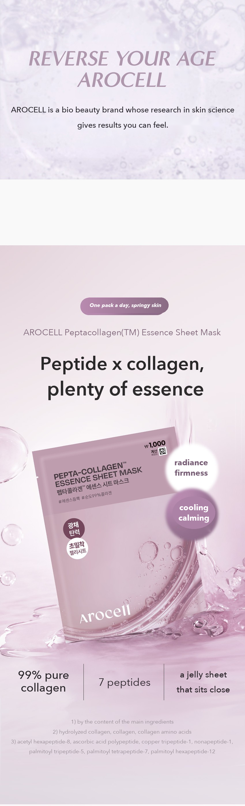 AROCELL Peptacollagen Essence Sheet Mask detail 01
