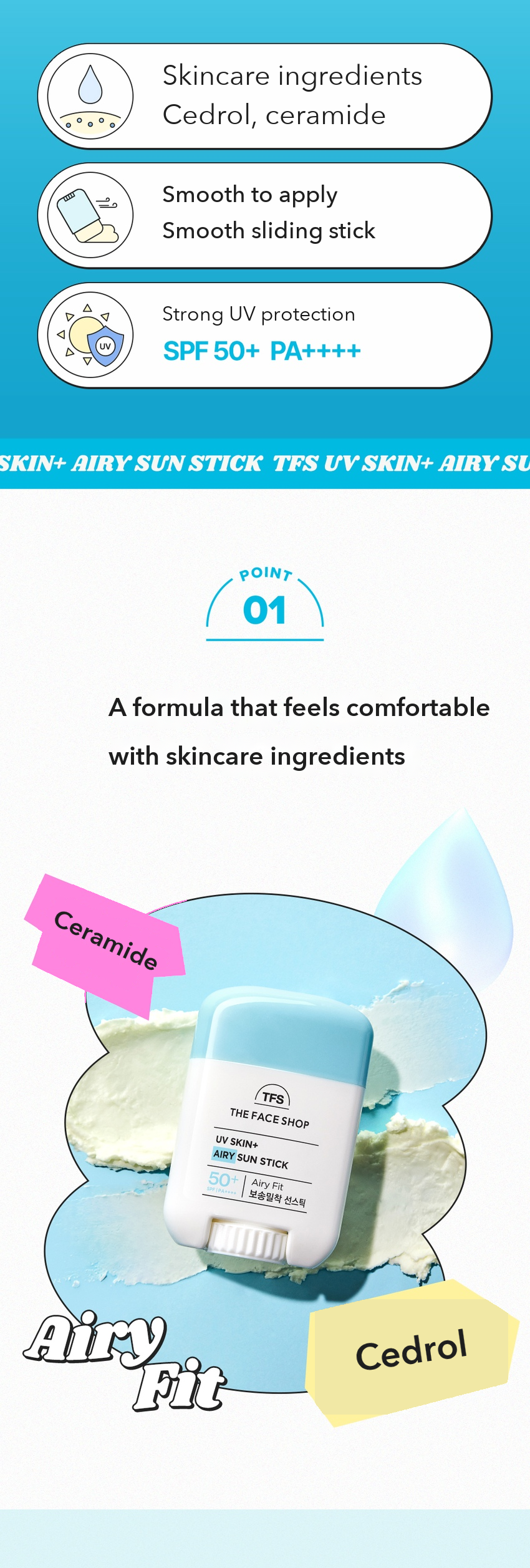 THE FACE SHOP UV Skin+ Airy Sun Stick detail 02