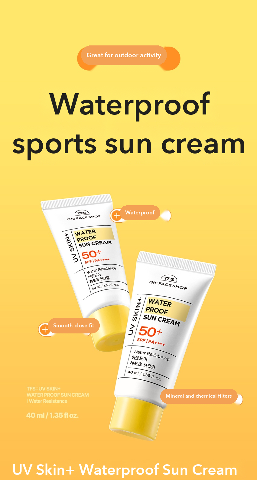 THE FACE SHOP UV Skin Plus Waterproof Sun Cream 40ml detail 01