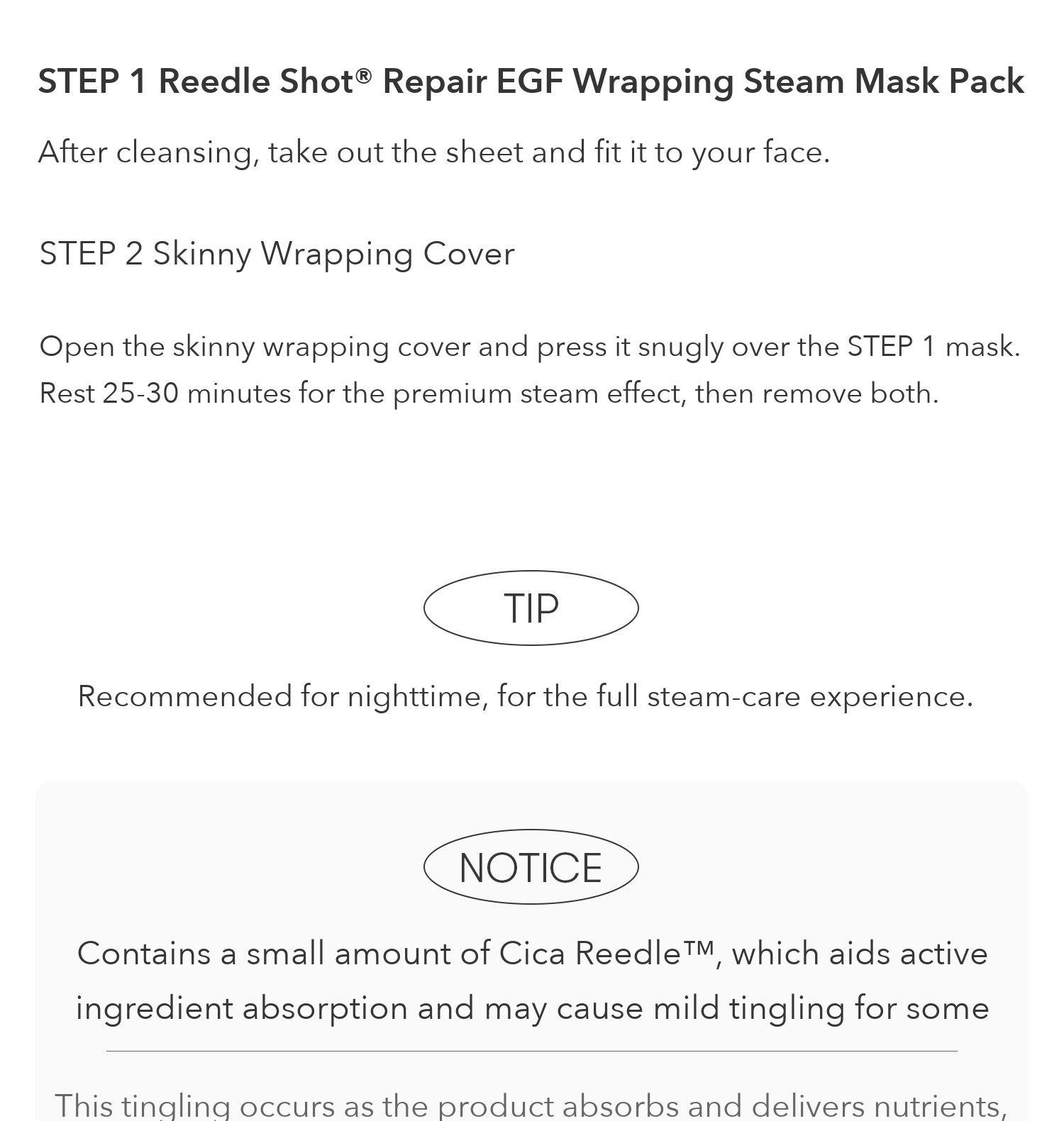 VT Reedle Shot Repair EGF Wrapping Steam Mask 22g detail 16