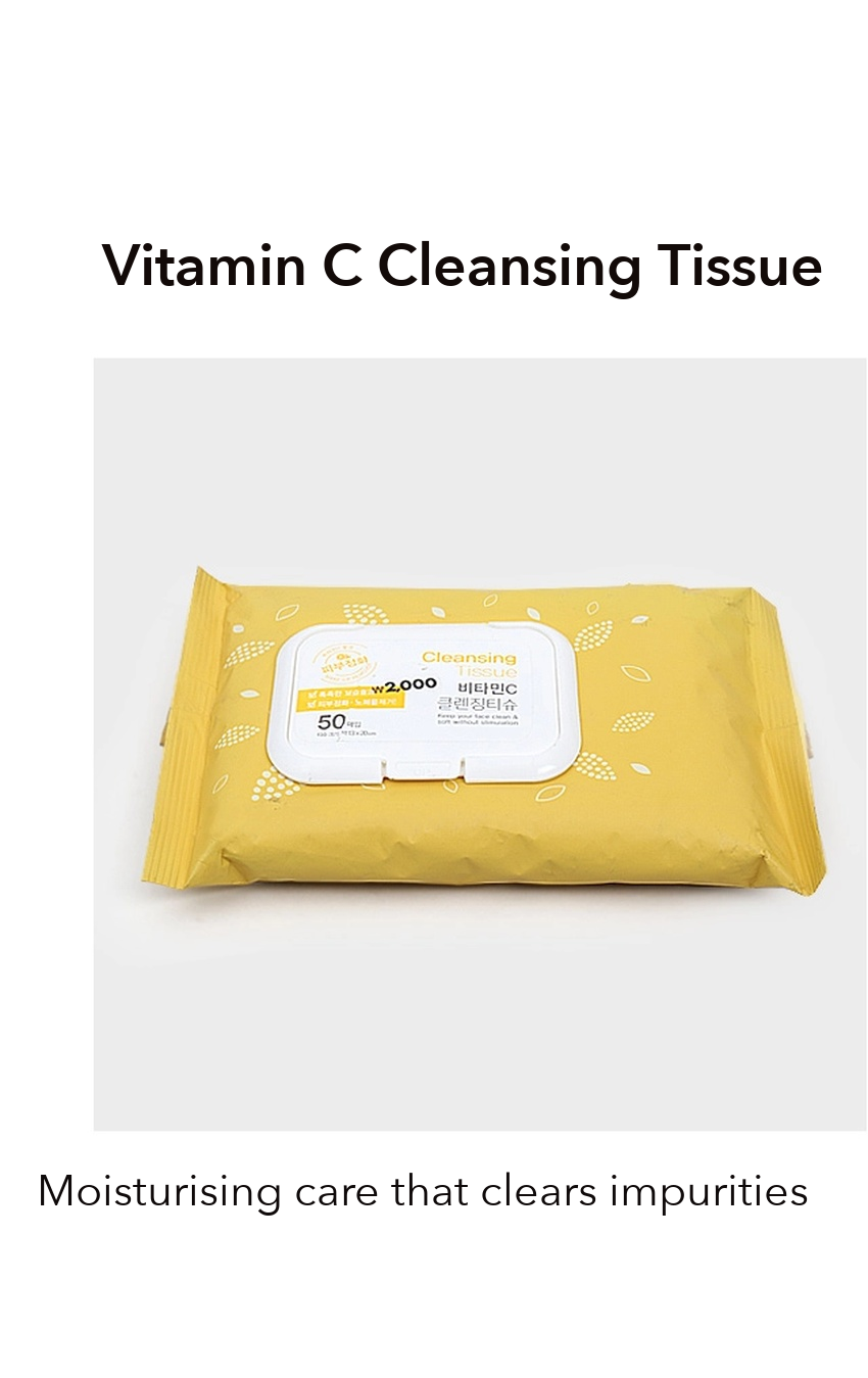 DAISO Vitamin C Cleansing Tissue 50 Sheets detail 01