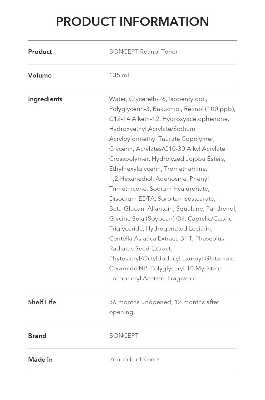 BONCEPT Retinol Toner 135ml product information
