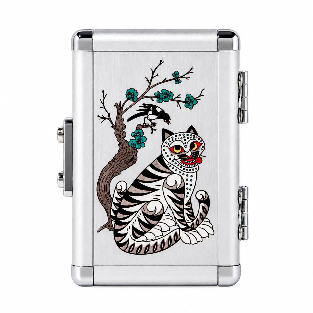 777 Hojadko K-Heritage 7-Piece Nail Care Set with Tiger & Magpie Case, Silver