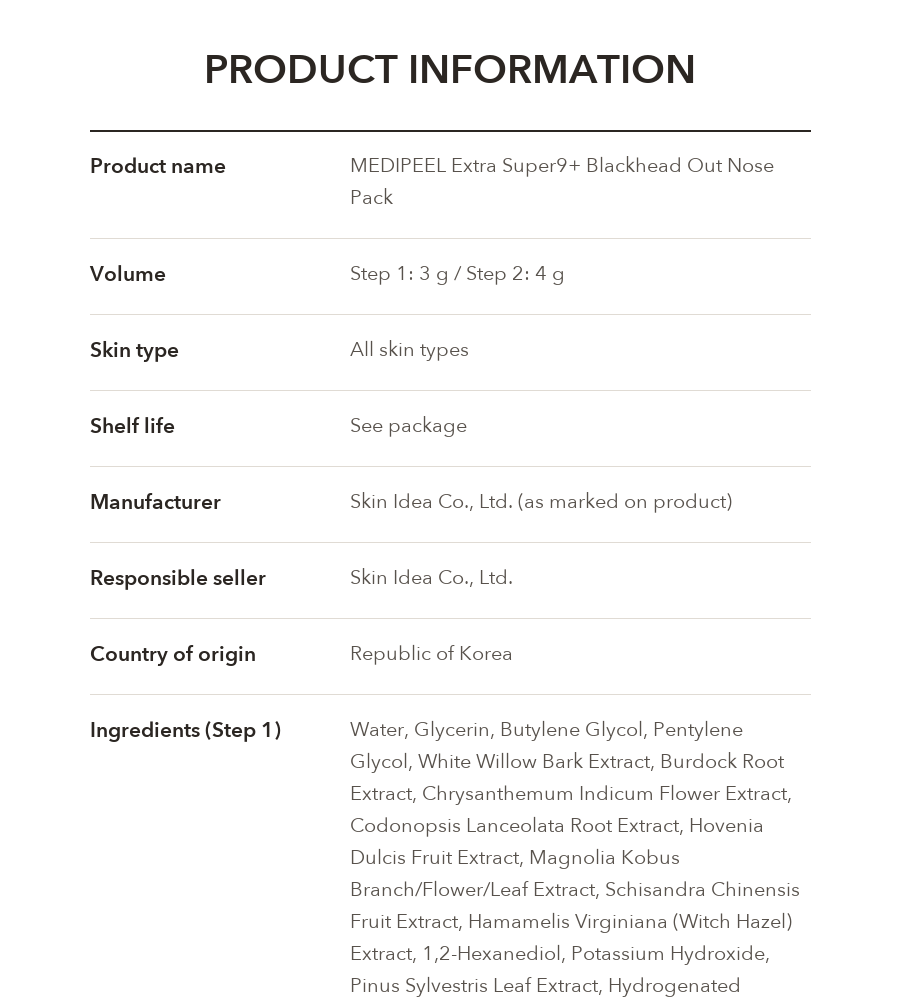 MEDIPEEL Blackhead Out Nose Pack product information