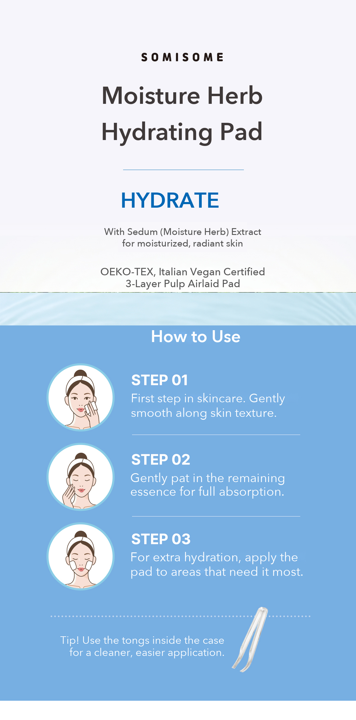 SOMISOME Moisture Herb Hydrating Square Pad 60 Pads 200g detail 06