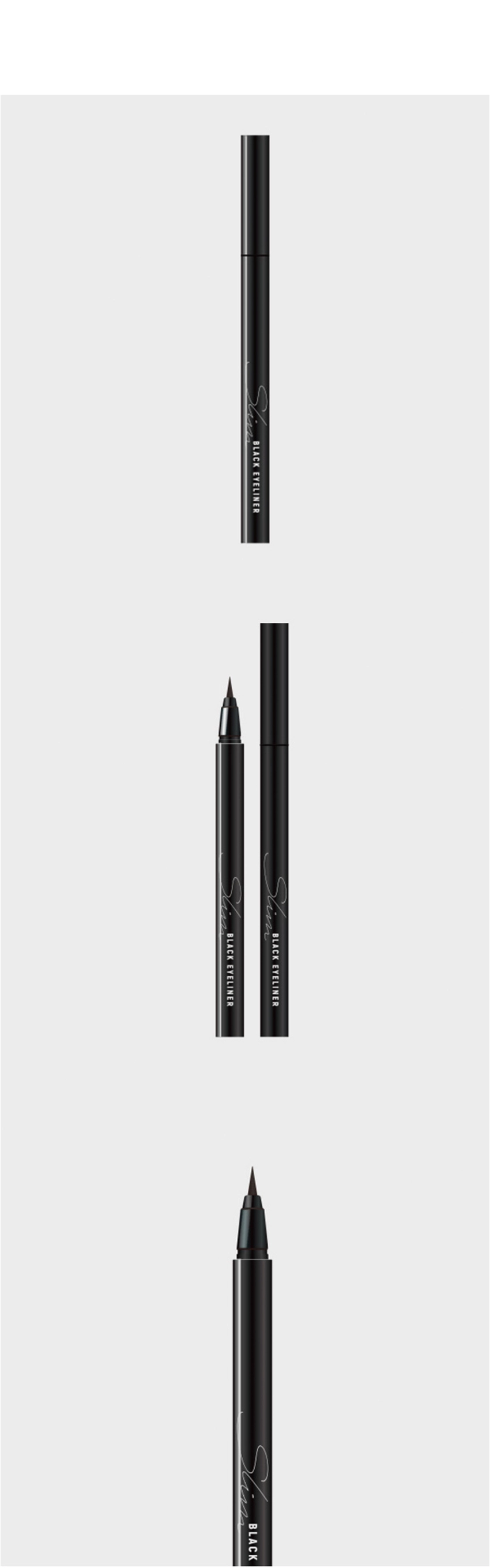 DAISO Felt Long Slim Liner Black detail 02