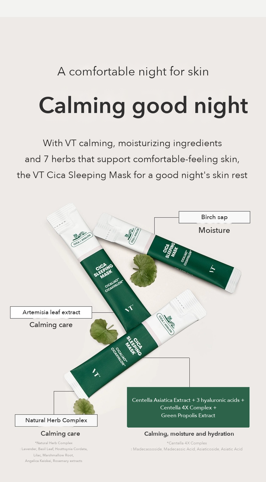 VT Cica Sleeping Mask 4ml x 6 detail 02