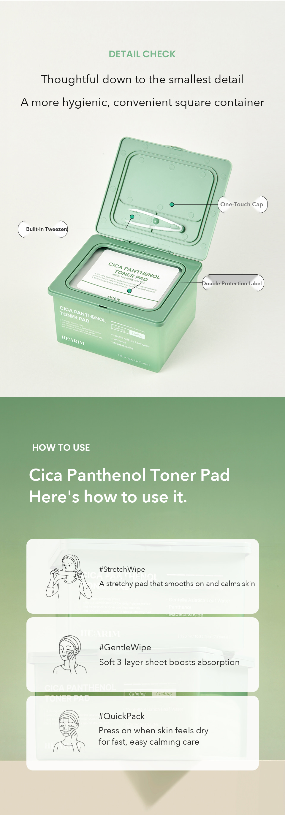 HE:ARIM Cica Panthenol Toner Pad detail 16