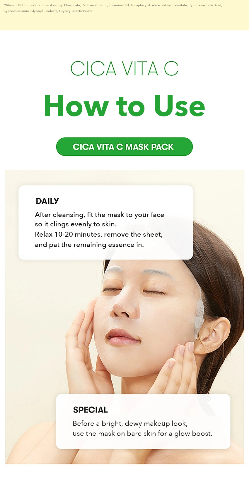 VT Cica Vita C Mask Pack 4 Sheets detail 04