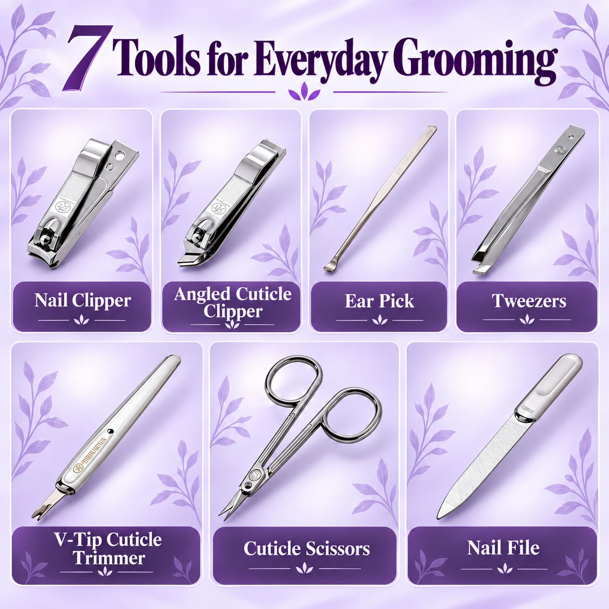 777 Hojadko K-Heritage 7-Piece Nail Care Set Silver detail 01