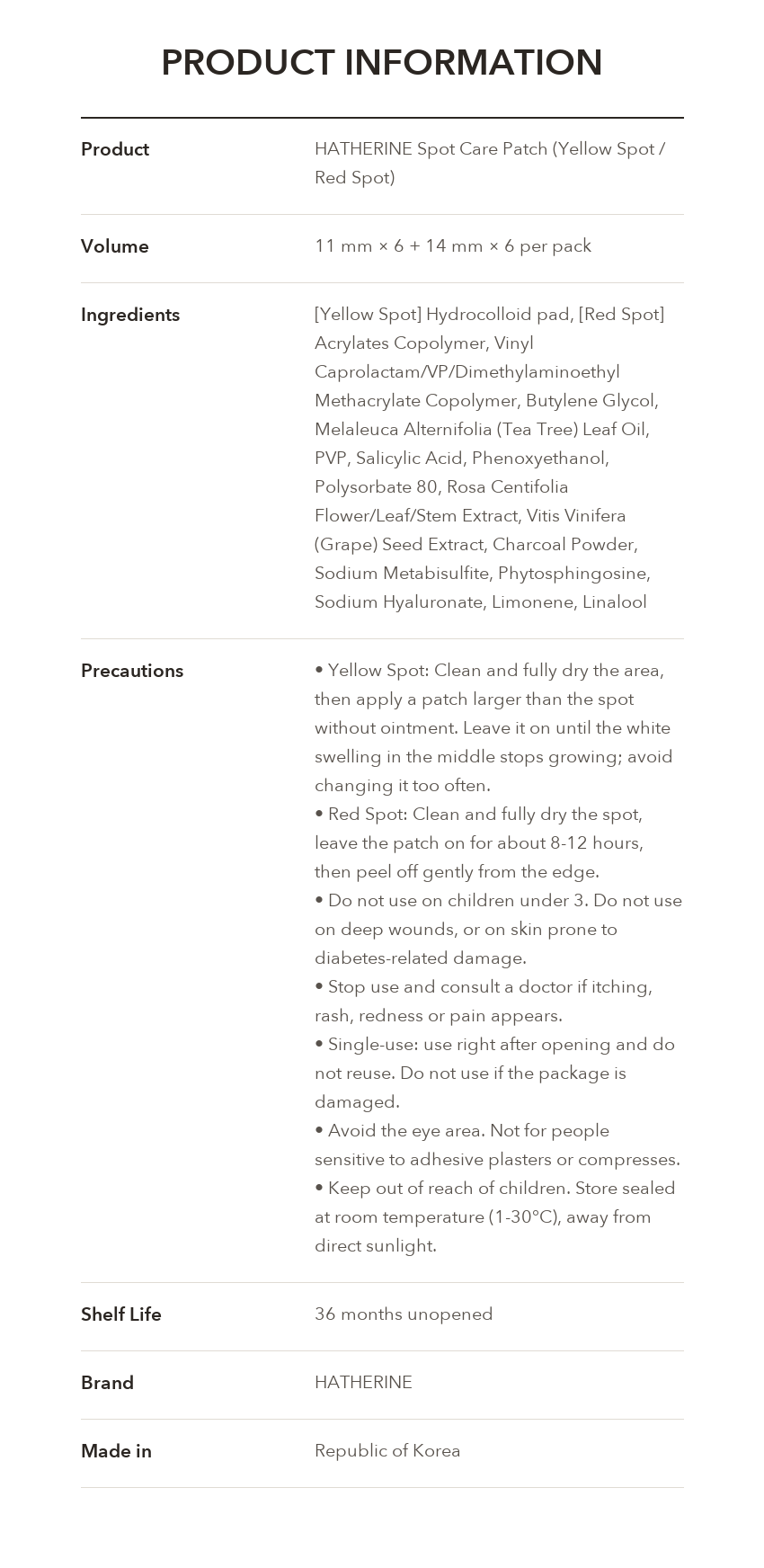 Haeserin Spot Care Patch Yellow Spot product information