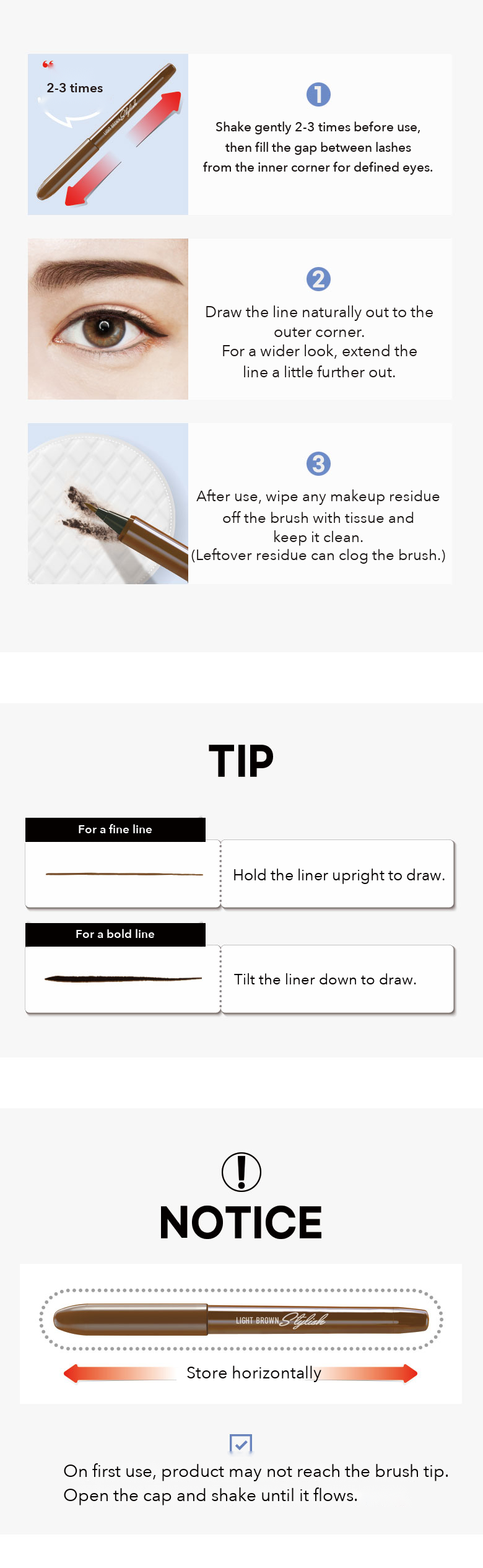 STYLISH Brush Pen Eyeliner Light Brown how to use