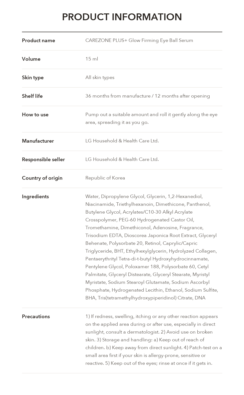 CAREZONE PLUS+ Glow Firming Eye Ball Serum product information