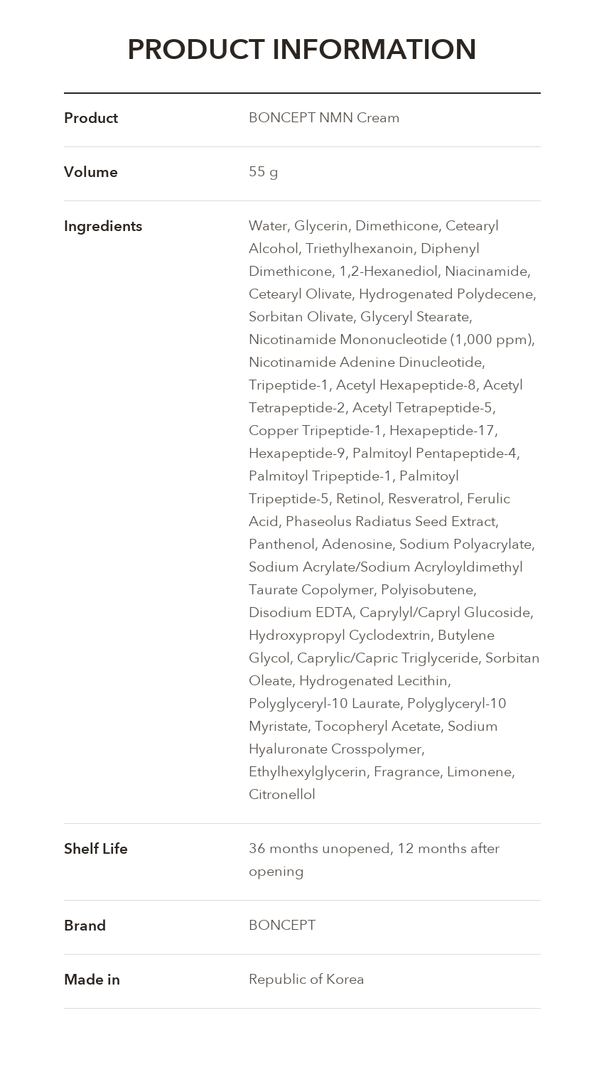 BONCEPT NMN Cream 55g product information