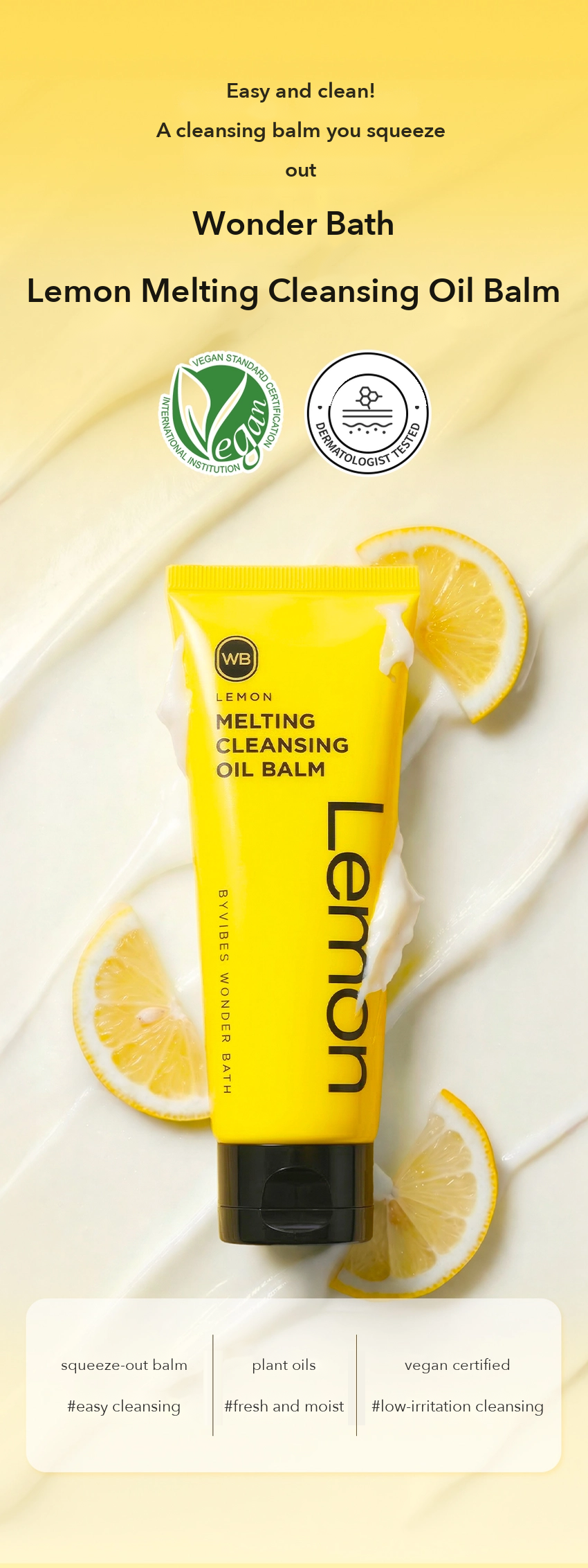 Wonder Bath Lemon Melting Cleansing Oil Balm detail 1