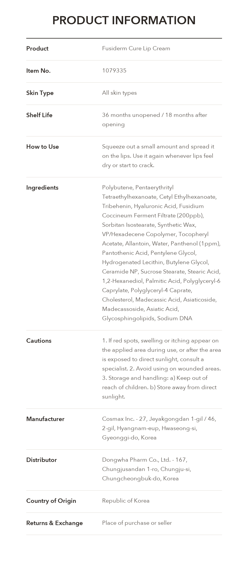 FUSIDERM Cure Lip Cream product information