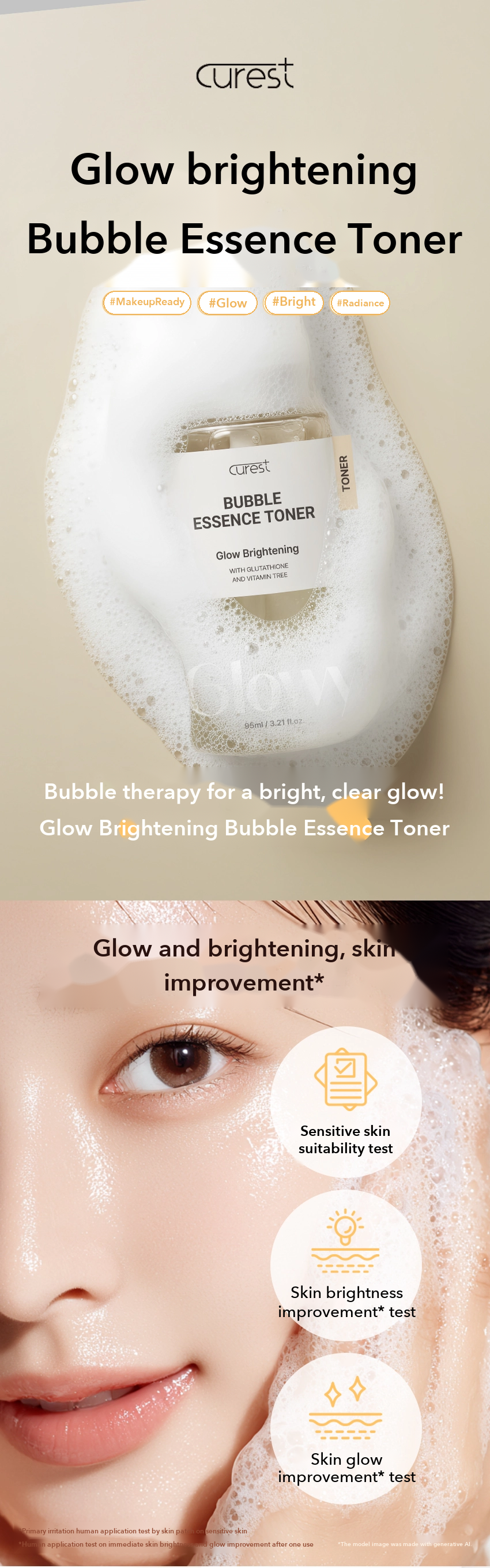 CUREST Glow Brightening Bubble Essence Toner detail 1