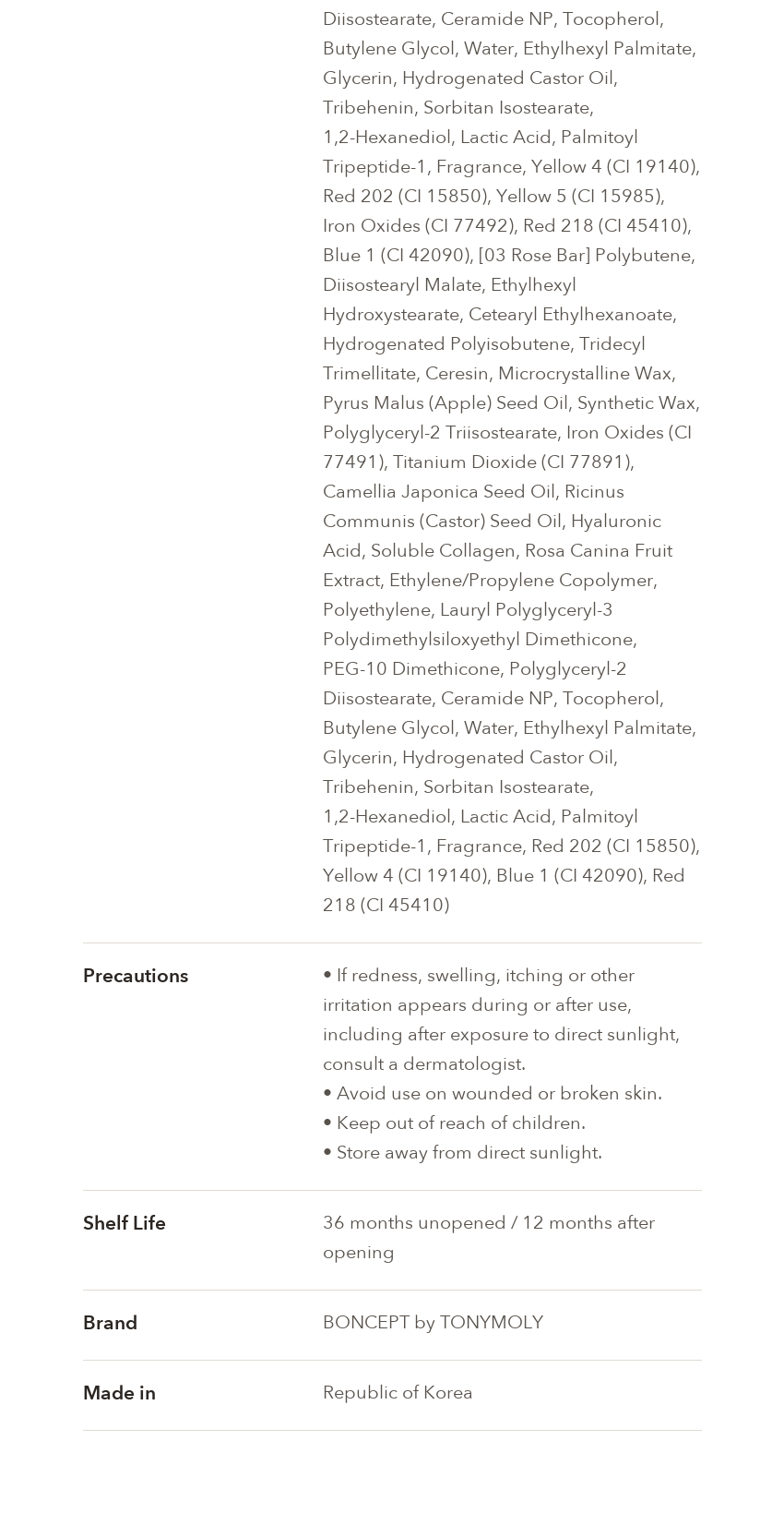 BONCEPT Tinted Glow Lipstick product information 2