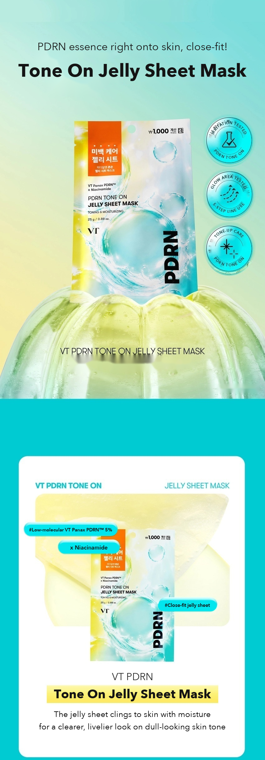 VT PDRN Tone-On Jelly Sheet Mask 1 Sheet detail 01