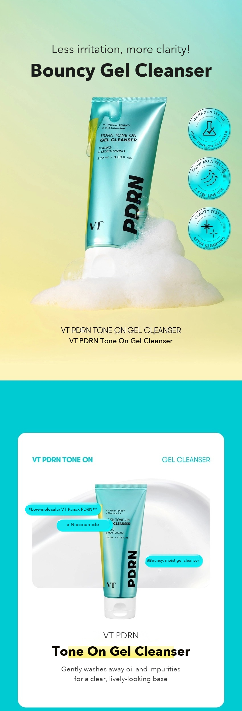 VT PDRN Tone On Gel Cleanser detail 01