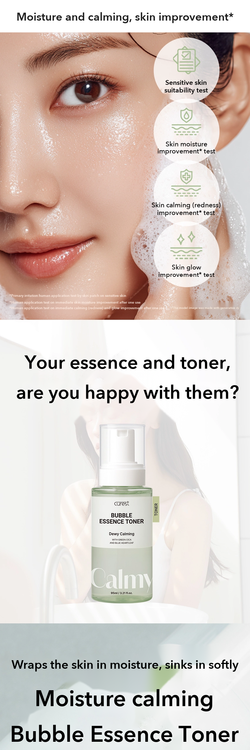CUREST Moisture Calming Bubble Essence Toner detail 02