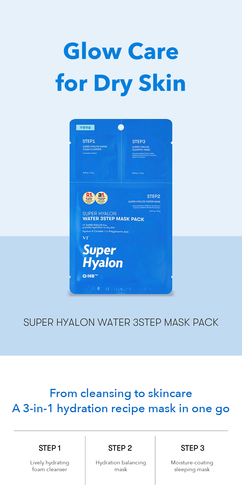 VT Super Hyalon Water 3-Step Mask Pack detail 01