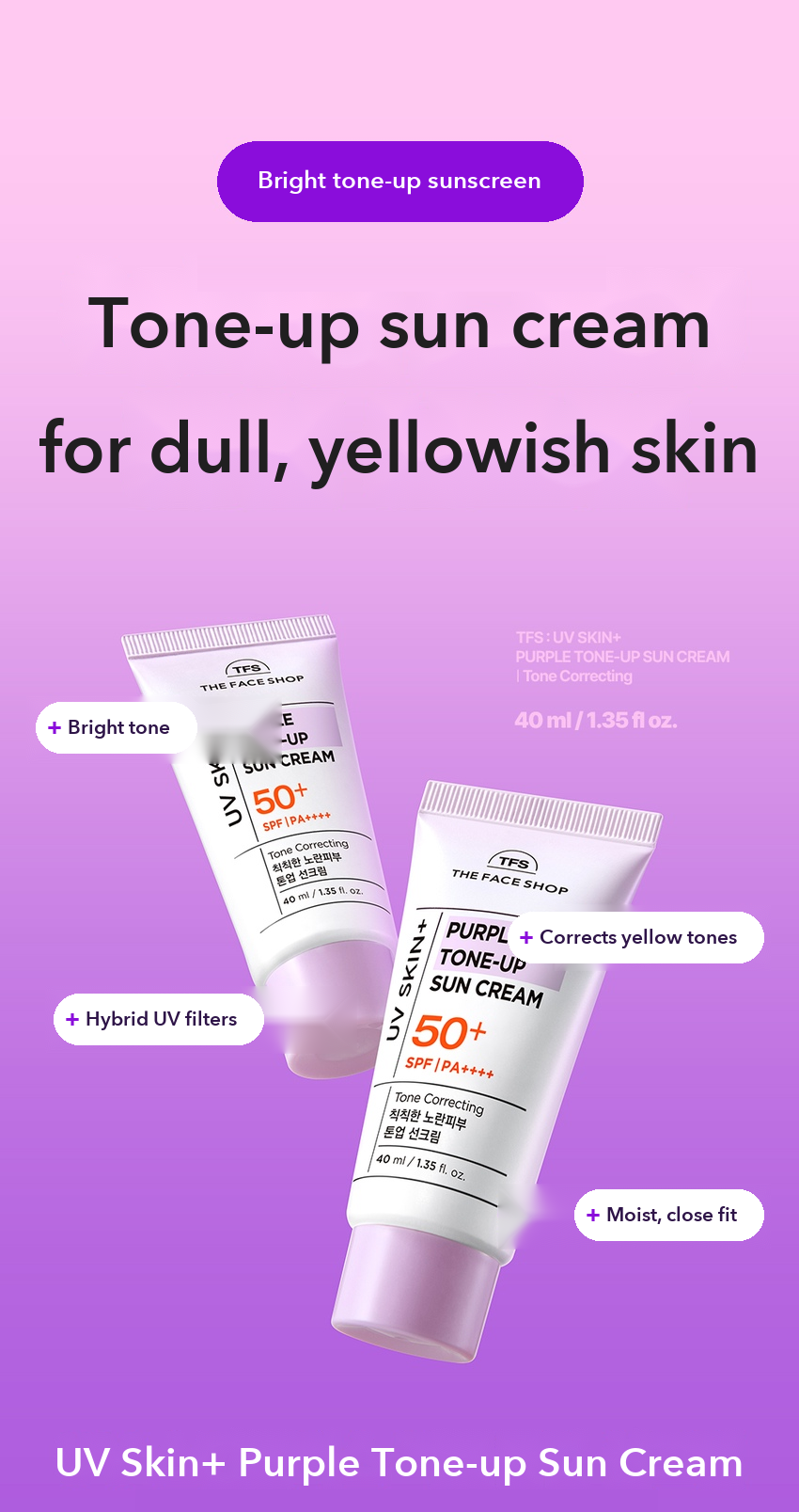 THE FACE SHOP UV Skin Plus Purple Tone-Up Sun Cream 40ml detail 01