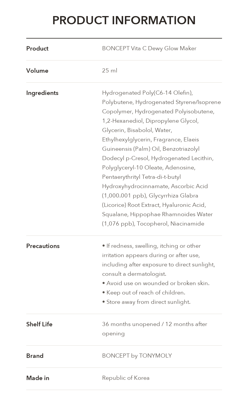 BONCEPT Vita C Dewy Glow Maker 25ml product information