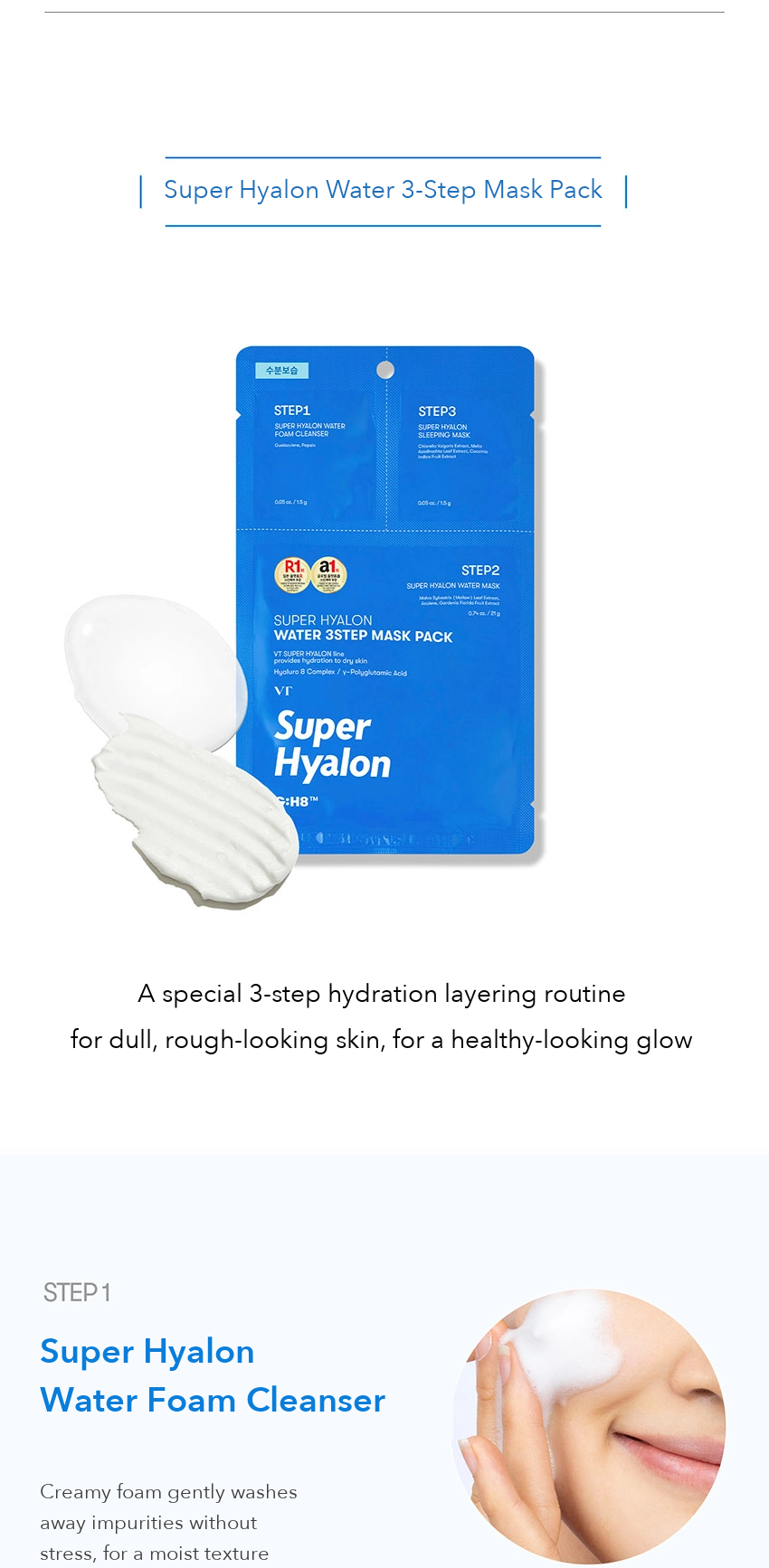 VT Super Hyalon Water 3-Step Mask Pack detail 02