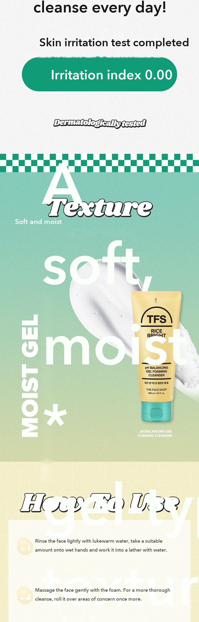 THE FACE SHOP Rice Water pH Balancing Gel Foaming Cleanser detail 07