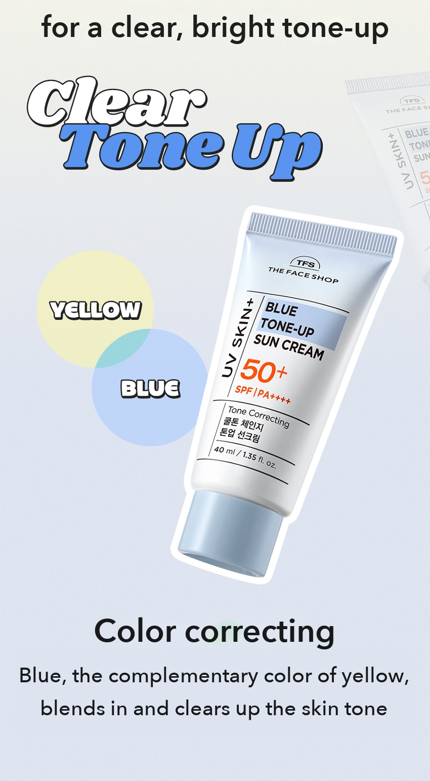THE FACE SHOP UV Skin Plus Blue Tone-Up Sun Cream 40ml detail 03