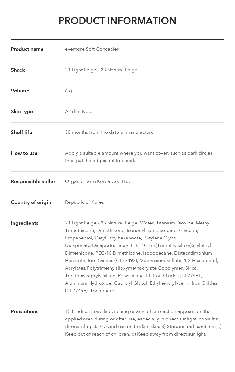 evemore Soft Concealer product information