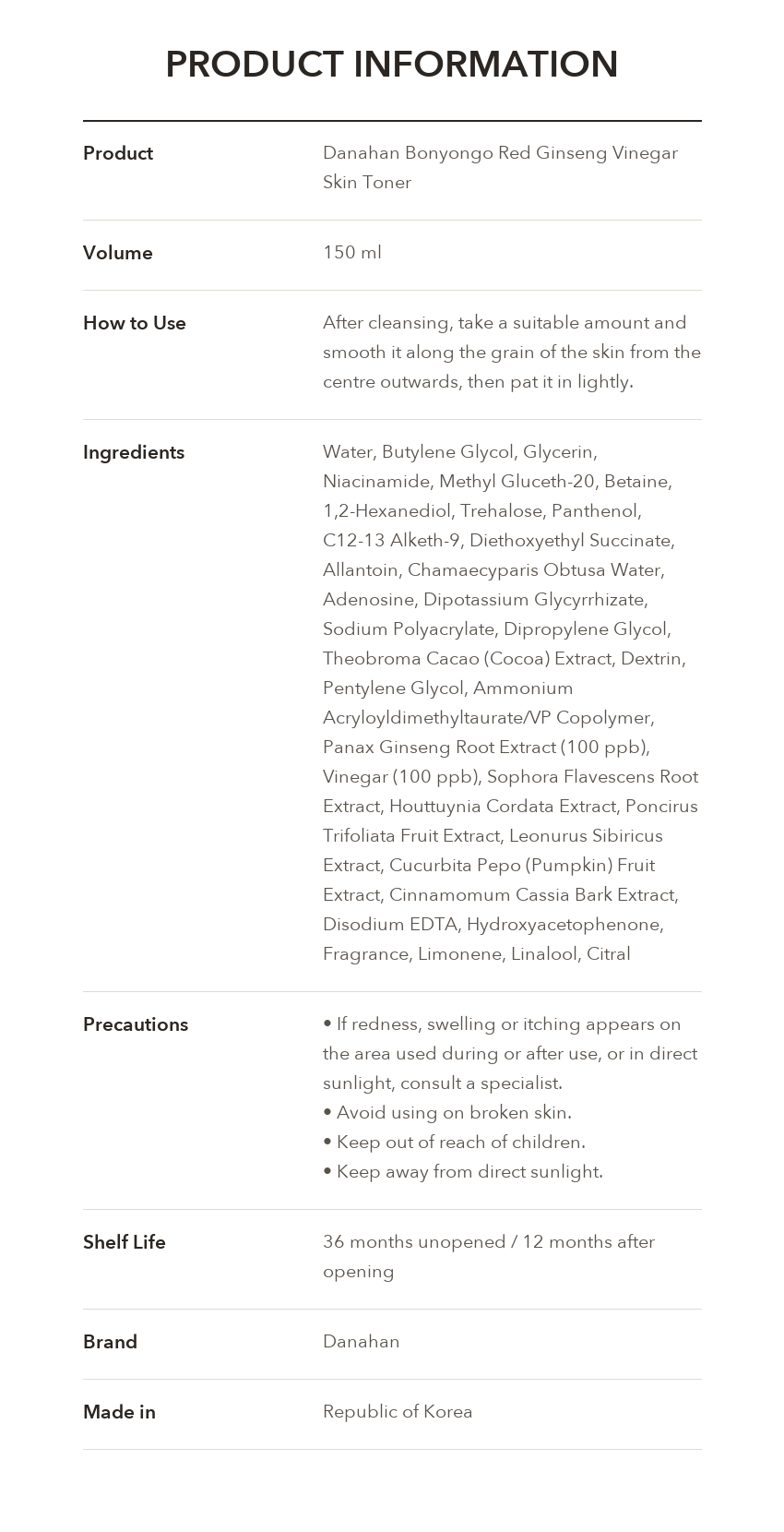 Danahan Bonyongo Red Ginseng Vinegar Skin Toner detail 8