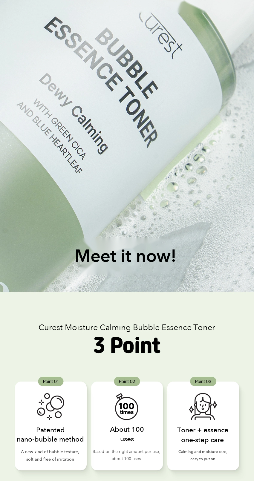 CUREST Moisture Calming Bubble Essence Toner detail 03