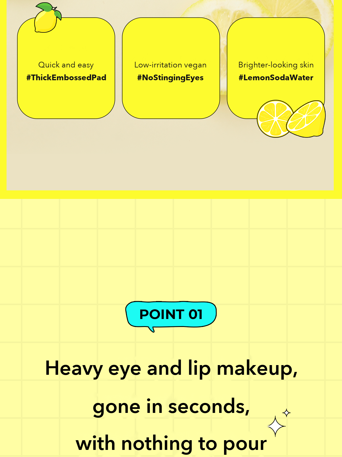 POINT Lemon Soda Lip & Eye Remover Pad detail 02