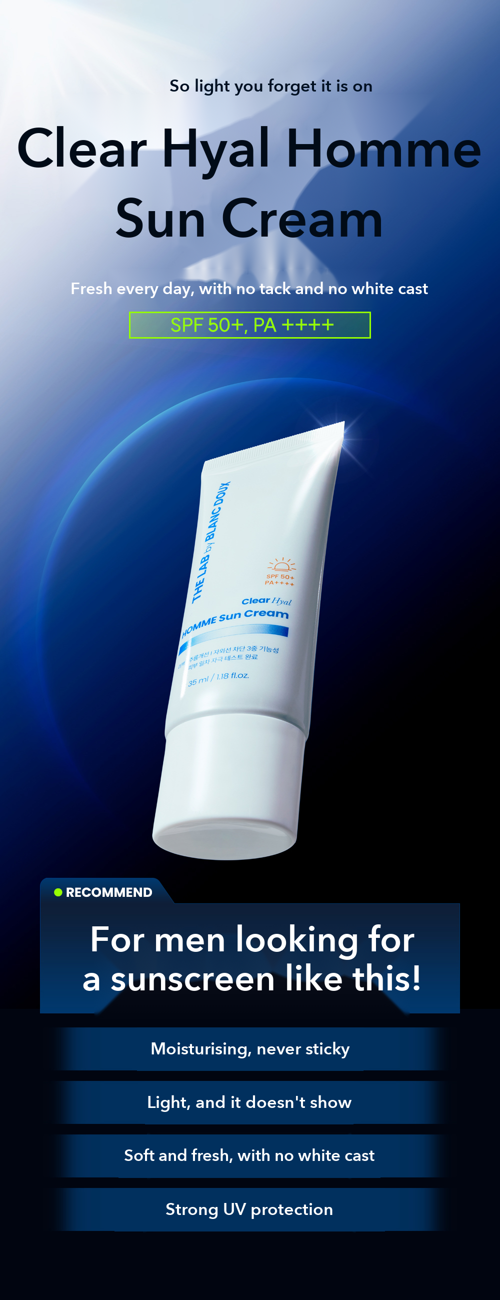 THE LAB by BLANC DOUX Clear Hyal Homme Sun Cream detail 1