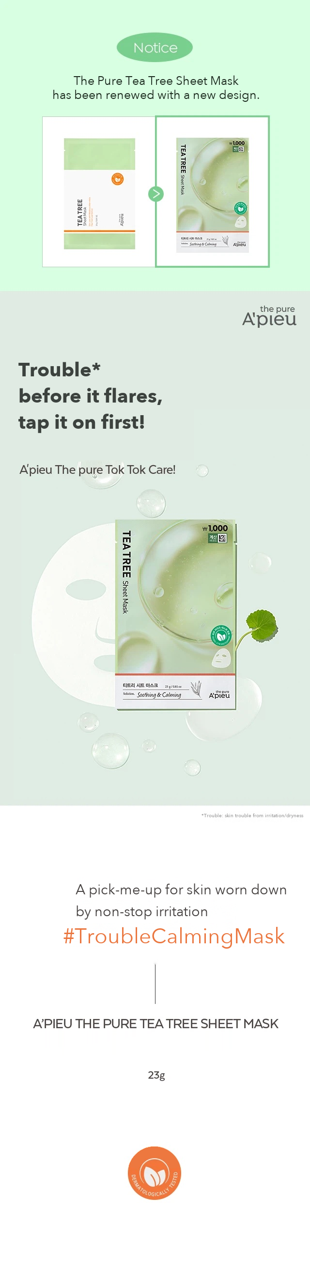 A'PIEU The Pure Tea Tree Sheet Mask 23g detail 01
