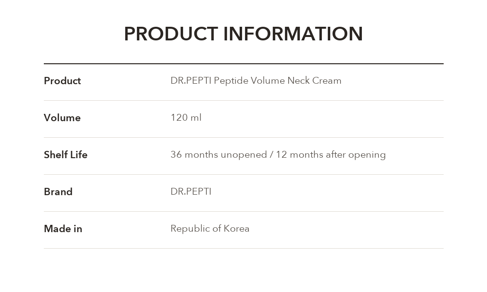 DR.PEPTI Peptide Volume Neck Cream product information