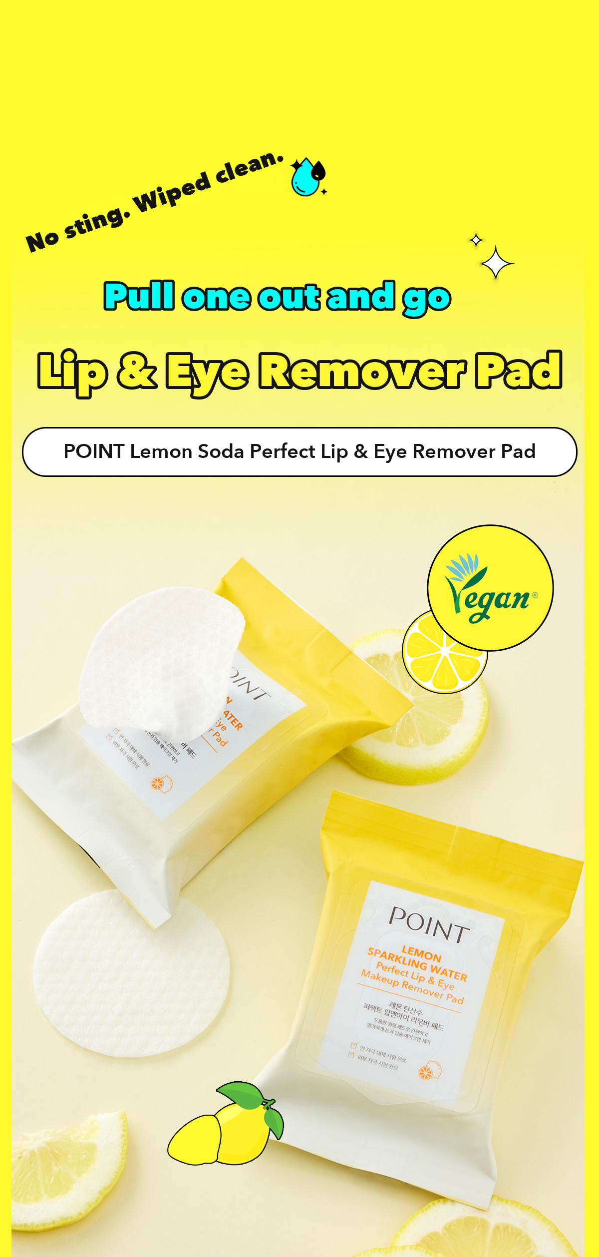 POINT Lemon Soda Lip & Eye Remover Pad detail 01