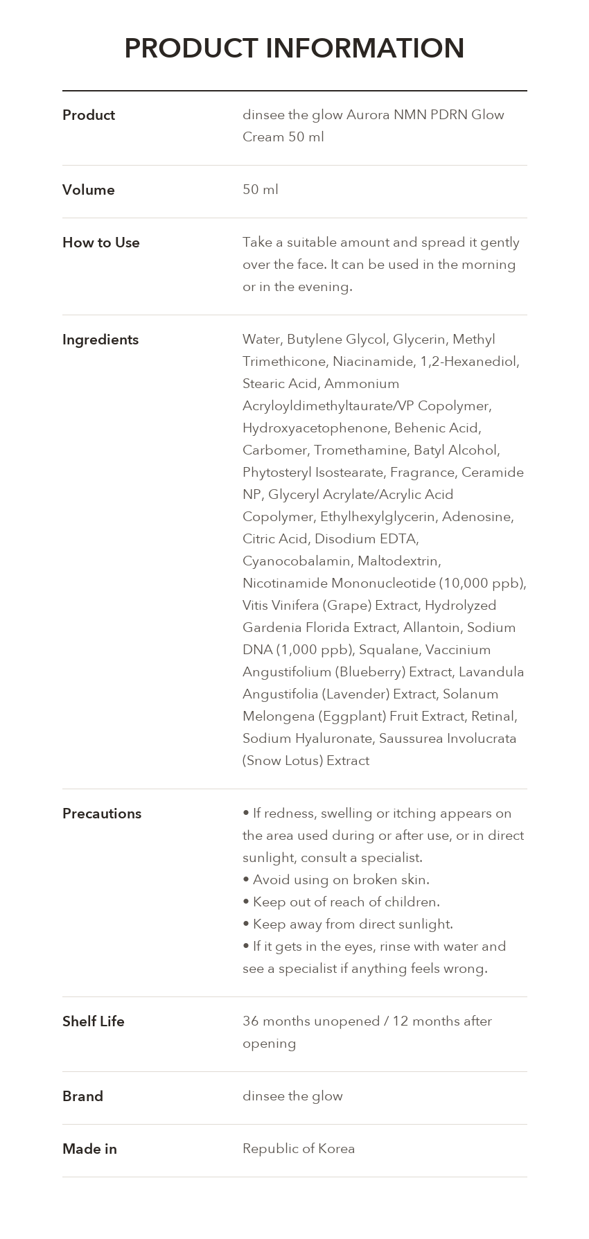 dinsee the glow Aurora Glow Cream product information