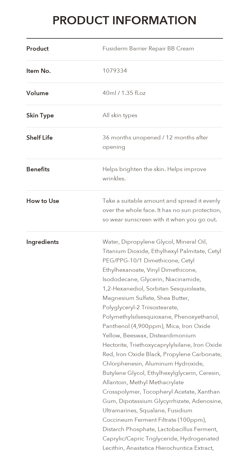 Fusiderm Barrier Repair BB Cream product information