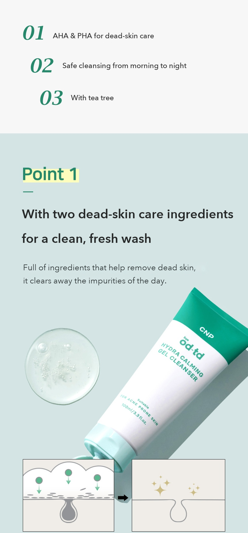 CNP bye od-td Hydra Calming Gel Cleanser detail 4