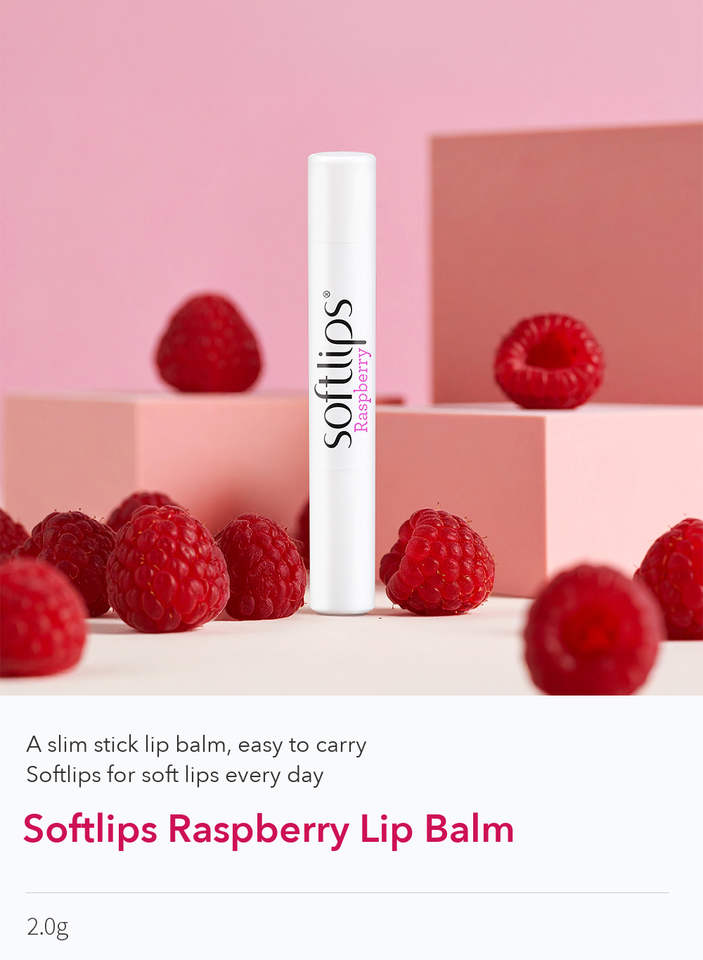Softlips Raspberry Lip Balm detail 1