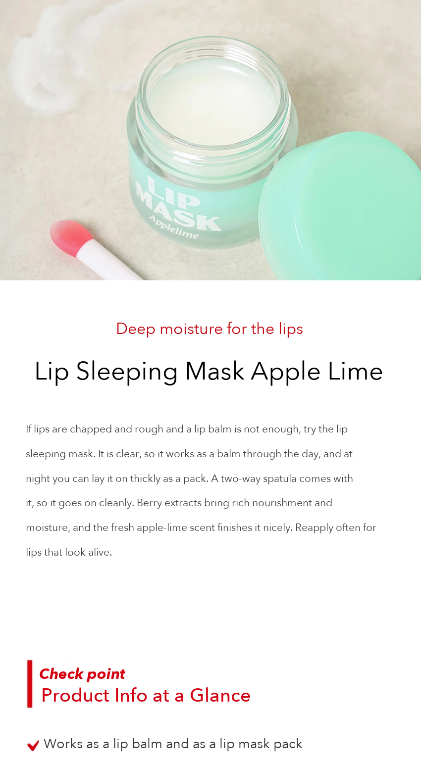 DAISO Lip Sleeping Mask Apple Lime detail 01