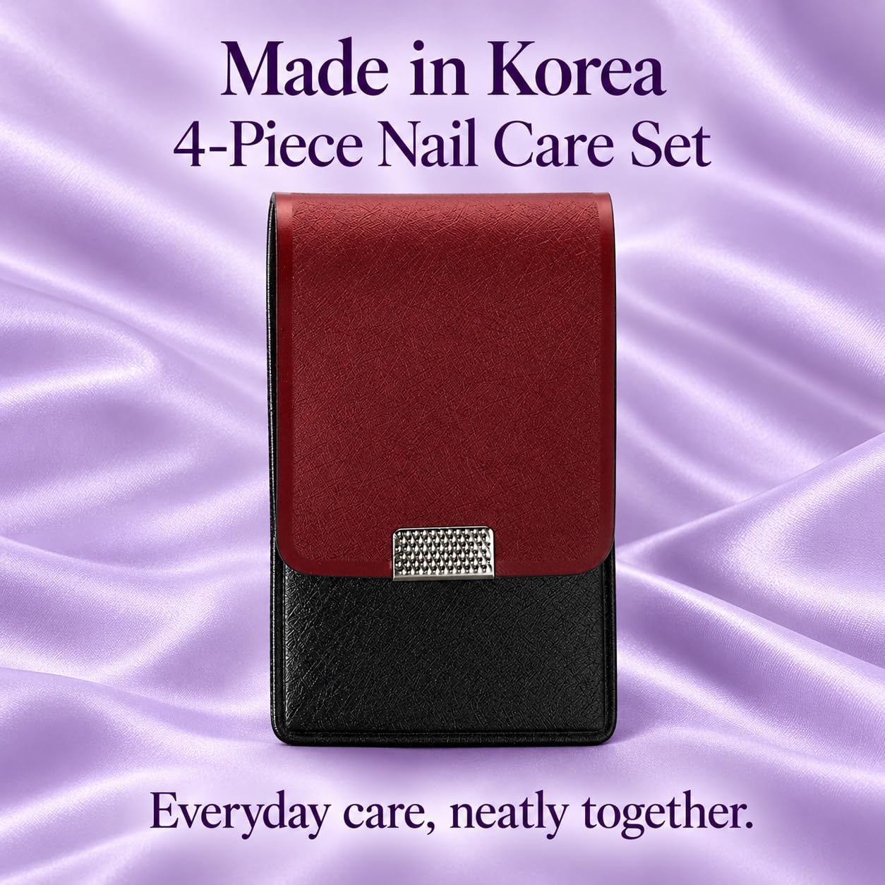 777 4-Piece Nail Care Set Burgundy & Black Pouch detail 03