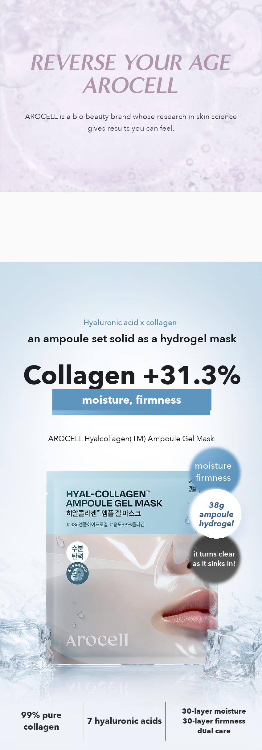 AROCELL Hyalcollagen Ampoule Gel Mask detail 01