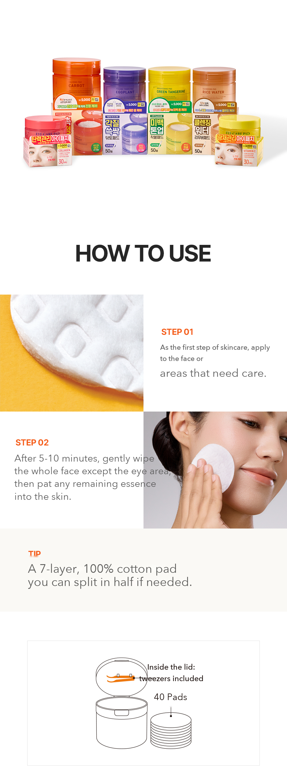 SOMISOME Carrot Calming Pad 40 Pads 195g detail 14
