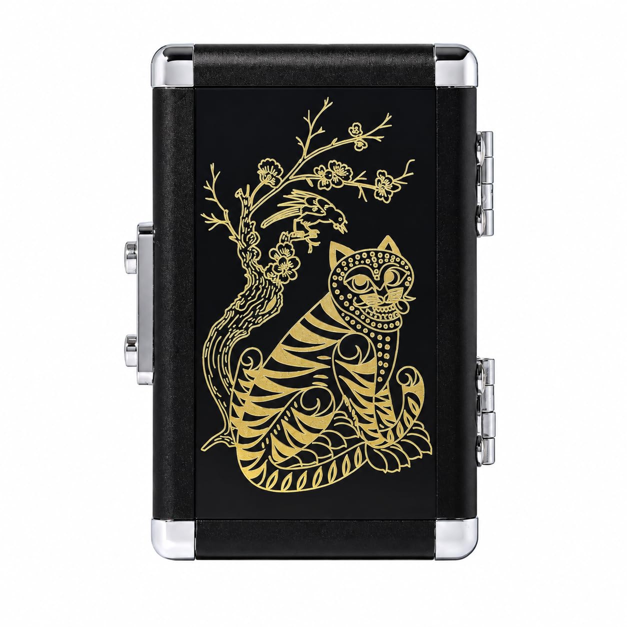 777 Hojadko K-Heritage 7-Piece Nail Care Set with Tiger & Magpie Case, Black